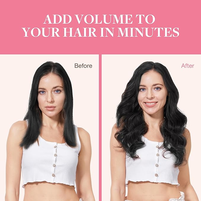 GOO GOO Clip in Hair Extensions Real Human Hair, Remy Human Hair Extensions Clip ins for Women, Natural Human Hair, 16inch 130g 7Pcs, 1B Natural black