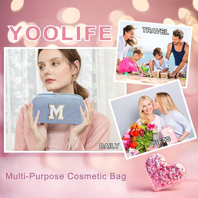 YOOLIFE Birthday Gifts for 4 5 6 7 8 9 10 11 12 13 14 15 16 Year Old Girl Gifts, Purple Gifts for Women Teen Girls Kids Her Daughter, Monogram Initial Girls Makeup Bag, Letter Z