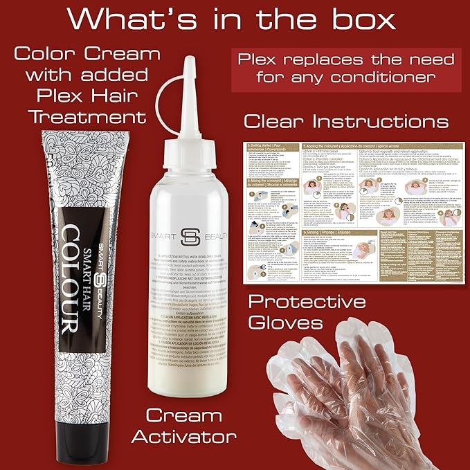 Smart Beauty Red Hair Dye with Plex Anti-Breakage Technology Protecting and Restoring Hair Structure, Plum Color, Vegan and Cruelty-Free