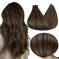 Full Shine Invisible Tape Hair Extensions 22 Inch Natural Double Sided Hair Tape 2/8/2 Dark Brown Ash Brown Mix 40pcs 100g Soft Remy Hair Extensions for Bridal Party