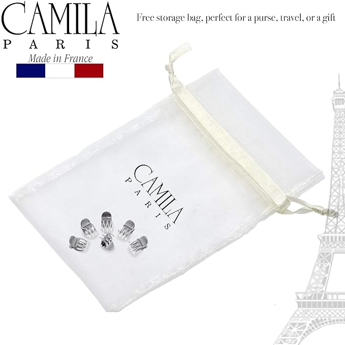 Camila Paris CP2914 French Hair Clip for Women, Set of 6 Extra Small Silver, Girls Hair Claw Clip Jaw Fashion Durable Styling Hair Accessories for Women, Ladies Strong Hold Grip Clamp, Made in France