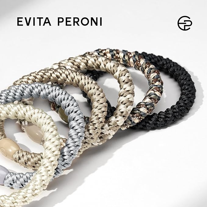 EVITA PERONI Hair Ties 12 Pcs Set, High Elastic Ponytail Holders, Hair Ties No Damage for Thick Curly Hair Women Men, Mothers Day Gifts (Black)