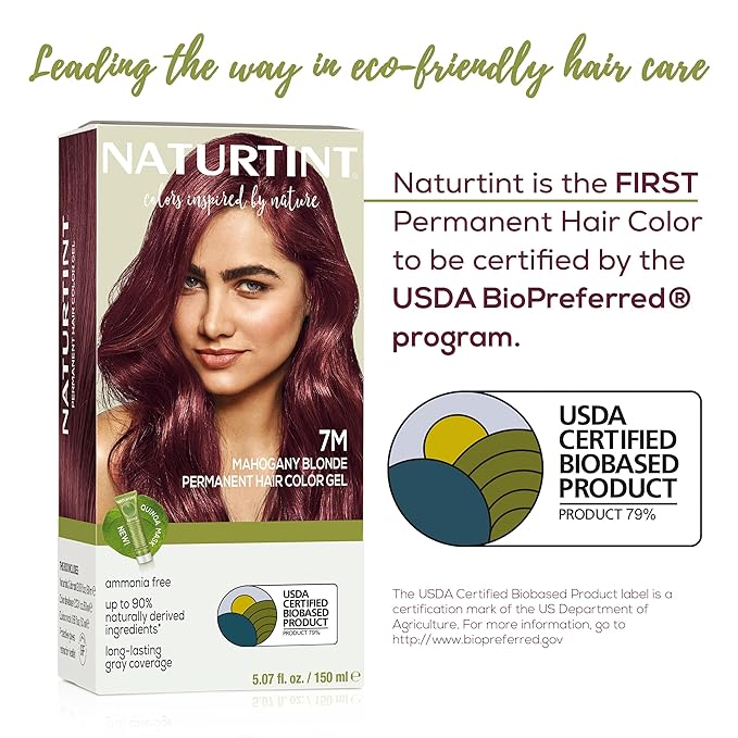 Naturtint 7M Mahogany Blonde Permanent Hair Color (Pack of 1), Ammonia Free, Vegan, Cruelty Free, up to 100% Gray Coverage, Long Lasting Results (Packaging may vary)