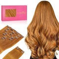 WENNALIFE Clip in Hair Extensions Real Human Hair, 18 Inch 150g 9pcs Human Hair Extensions Clip In, Auburn Ginger Hair Extensions Clip In Real Hair Coloured Remy Human Hair Extensions