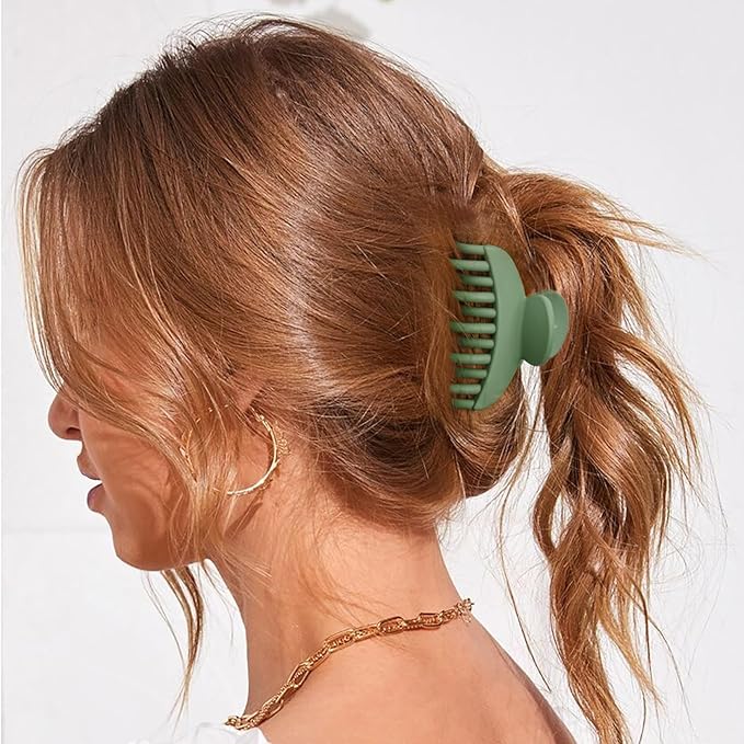 DEEKA 4 PCS 2.5 Inch Hair Claw Clips Double Row Teeth Matte Hair Jaw Clips Hair Barrettes Thick Medium Thin Hair Clips for Women (Beige,Blue,Pink,Green)