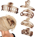 5 Pcs Big Hair Claw Clips Matte Claw Clips for Women Gradient Amber Brown Strong Hold Non-Slip Large Hair Clips for Long Thick/Thin Hair with Multi-Styles Hair Accessories