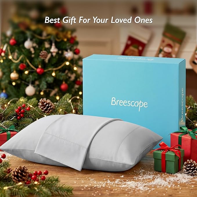 Breescape Cooling Pillow Cases King Size - BlendTek™ Dry & Cool Technology for Hot Sleepers and Night Sweats, 2 Pack Ultra Soft & Smooth Pillowcases for Hair & Skin Care, 20" x 36", Misty Gray