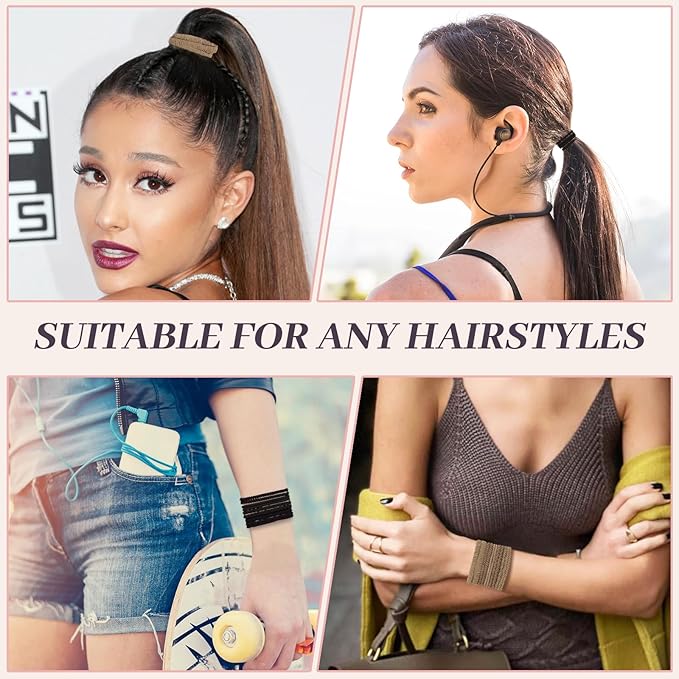 JIIRS 20PCS Boho Hair Ties,Elastic Bracelets,Elastic Hair Ties, Hair Bands For Ponytails,Ponytail Holder for Thick or Thin Hair,Boho Hair Bracelets No-Damage For Daily Life, Sport, Working(Set5)