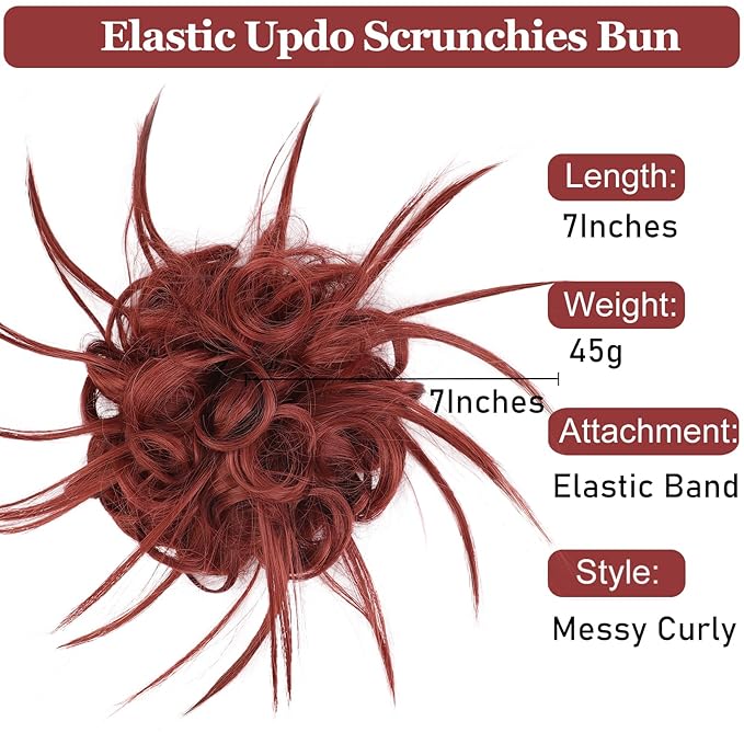 HMD Tousled Updo Messy Bun Hair Piece Hair Extension Ponytail With Elastic Rubber Band Updo Bun Synthetic Hairpieces for Women