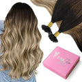 YoungSee U Tip Hair Extensions Human Hair Balayage 20 Inch U Tip Hair Extensions Balayage Blonde with Brown Utip Human Hair Extension Ombre Dark Brown to Blonde Keratin Hair Extension 50s/50g
