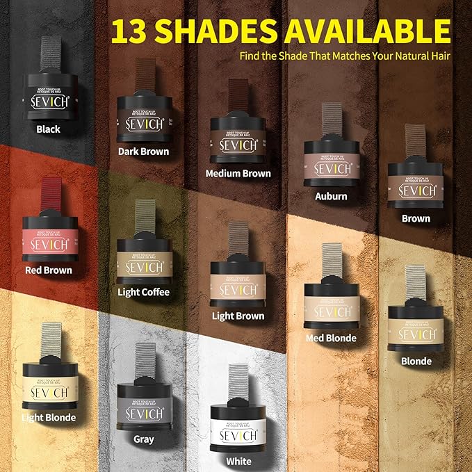 Sevich Hairline Powder - Root Touch Up Instantly Hair Color for Thinning Gray Coverage - Bald Spot Concealing Hair Powder for Women & Men - 48Hour Waterproof & Sweatproof - Red Brown