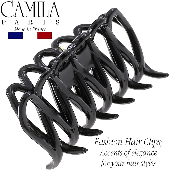 Camila Paris CP3522 French Small Hair Clips for Women Thick Hair for Long Curly Wavy Hair, Girls Hair Claw Clip, Durable Styling Big Claw Clip for Thick Hair, Strong Hold No Slip Grip, Made in France