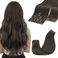 GOO GOO Clip in Hair Extensions Real Human Hair, Remy Human Hair Extensions Clip ins for Women, Natural Human Hair, 14inch 150g 9Pcs, 1C Mocha Brown