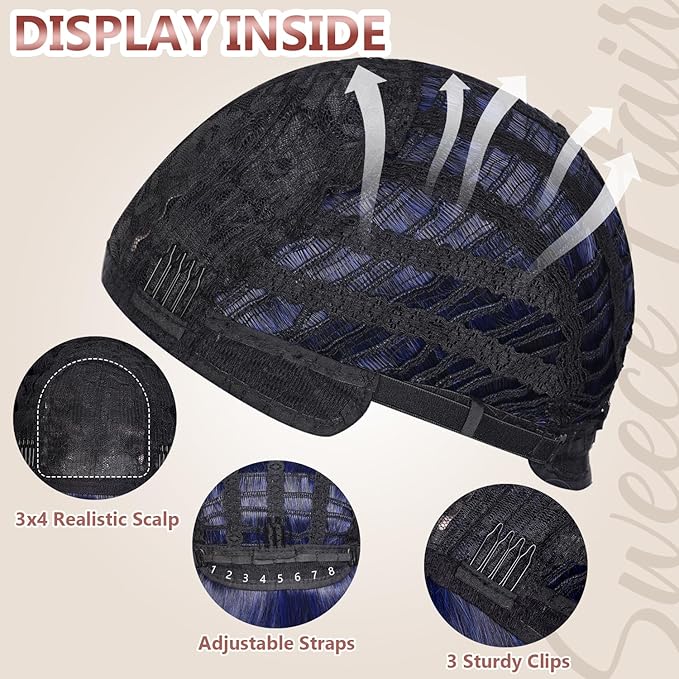 Black Bob Wig With Bangs Wave Wigs for Women 14 Inch Short Loose Wavy Heat Resistant Synthetic Wig Shoulder Length Natural Color Hair for Daily and Party Use
