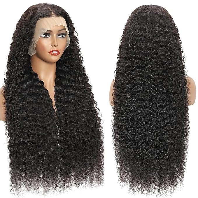 26 Inch Deep Wave Lace Front Wigs Human Hair 13x6 HD Transparent Lace Front Wigs Human Hair 200% Density Deep Curly Glueless Wigs Pre Plucked with Baby Hair for Women