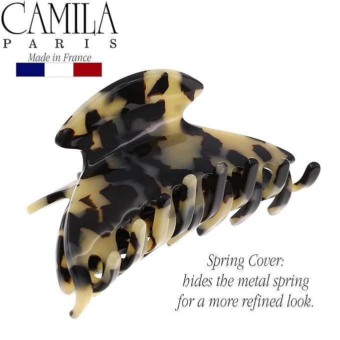 Camila Paris CP2473 French Hair Clip for Women Thick Hair for Long Curly Wavy Hair, Handmade Flow, Girls Hair Claw Clips, Durable Styling Big Claw Clip for Thick Hair, Strong Hold Grip, Made in France