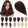 SEGO Human Hair Toppers for Women With Thinning Hair, 7 * 13CM Silk Base 100% Real Human Hair Clip in Top Wiglet Hairpieces -12 Inch No Bangs Dark Brown