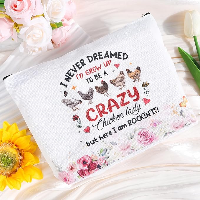 Keluna Chicken Gifts for Women - Chicken Lover Essetials Gifts for Female Friends Sister Daugher Lady Boss Coworker, Birthday Christmas Valentines Mothers Makeup Bag Socks Keychain Tumbler Cup