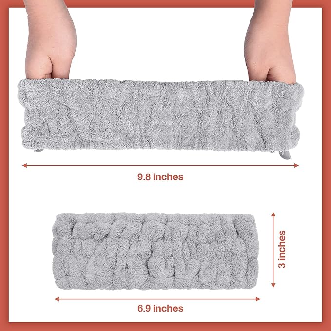 Chuangdi 3 Pieces Spa Headband for Women Facial Makeup Headband Soft Terry Cloth Hairband for Washing Face Mask Spa Shower Gifts(Gray)