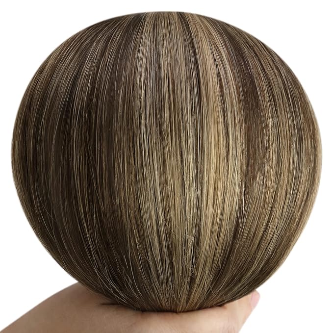YoungSee Clip in Hair Extensions Real Human Hair Balayage Brown Hair Extensions Clip ins Balayage Chocolate Brown Mix Caramel Blonde Clip on Hair Extension Human Hair Silky Straight 120G 18Inch