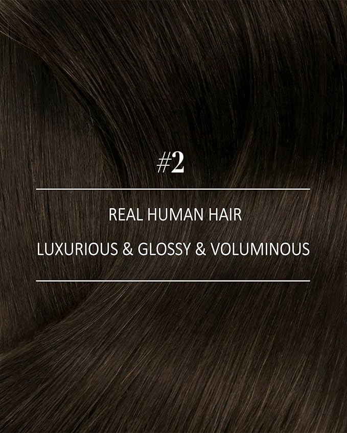 YoungSee 135G Clip in Hair Extensions Darkest Brown Invisible Clip in Extensions Natural Hair Brown Real Hair Extensions Clip in Human Hair 18Inch 7Pcs