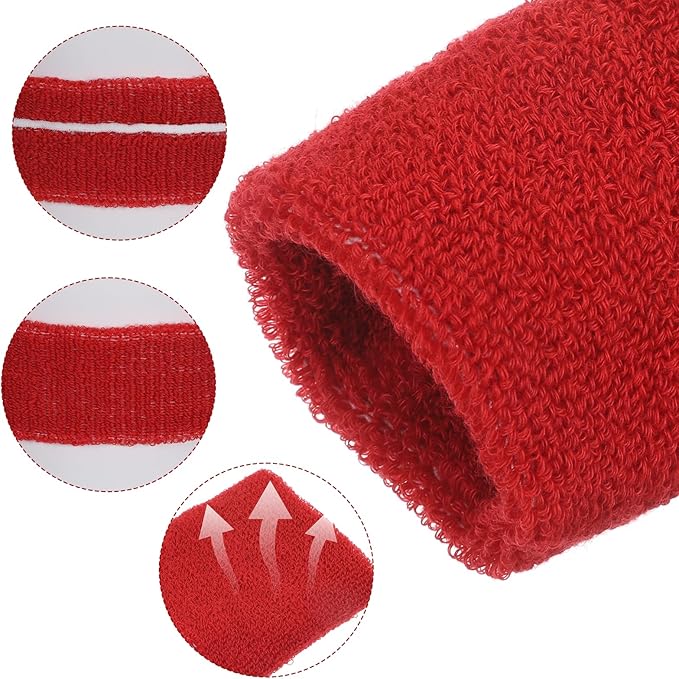 6PCS Sweatband Set, Headband and Wristband Set of 2PCS Sports Headband and 4PCS Wristband Breathable Sports Band for Women Basketball Soccer Yoga Badminton Tennis(Red)