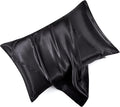 Black Satin Pillowcases Queen Size Set of 2 for Hair and Skin,Black Silk Pillowcase Breathable Pillowcase with Envelope Closure