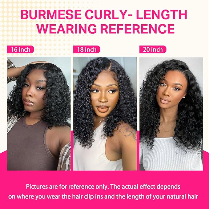 Lashey Seamless Clip in Hair Extensions Human Hair 110g 7pcs Burmese Curly Natural Black 20 Inch Real Human Hair Extensions Clip Ins with Soft PU Weft for Women