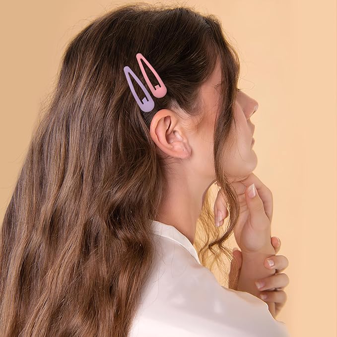 Small Hair Barrettes For Women No Slip Metal Snap Clips For Thin And Fine Hair,Matte Yellow Pink Blue Green Purple,20 PCS,1.97 x 0.5 Inch.