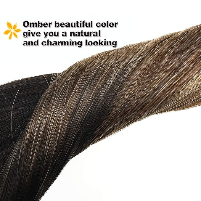 GOO GOO Clip in Hair Extensions Real Human Hair, Remy Human Hair Extensions Clip ins for Women, Natural Human Hair, 14inch 120g 7Pcs, 2/6/18 Balayage Brown to Dirty Blonde