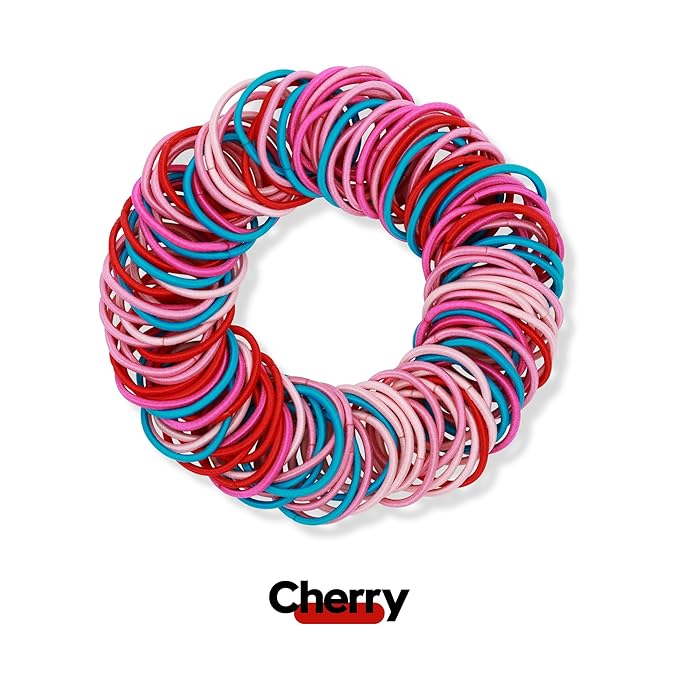 120 Pcs Small Hair Ties for Thin Hair & Kids - 1 Inch, 2mm No-Damage Elastic Bands in, Cherry