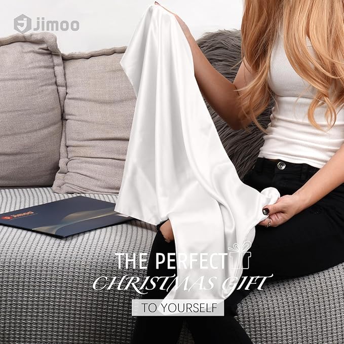 100% Mulberry Silk Pillowcase for Hair and Skin, 22 Momme Pure Natural Silk Pillow Case Both Sided with Zipper, Pillow Cover for Women Mom Men (Ivory White, Queen 20''×30'', 1 Pack)