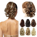 Brown Ponytail Extensions,9" Short Curly Wavy Claw Clip in Ponytails Hair Extensions Natural Soft Synthetic Hairpiece for Women