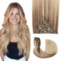 Pro2.0 Clip in Hair Extensions Real Human Hair 120g Thick 7pcs Color #10/16/16 Ash Brown to Caramel Blonde Remy Real Human Hair Extensions Clip ins 14inch Double Weft（#10/16/16-14inch）