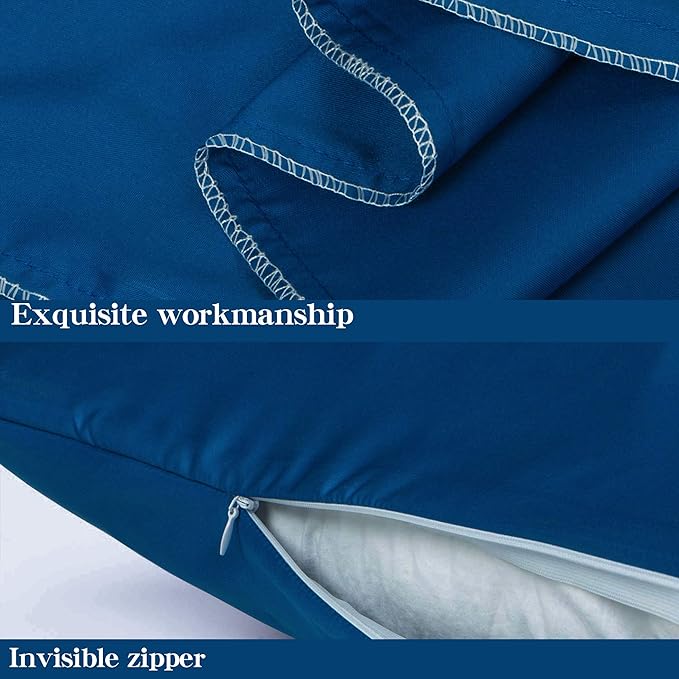 NTBAY Zippered Satin Pillow Cases for Hair and Skin, Luxury Queen Hidden Zipper Pillowcases Set of 2, 20x30 Inches, Royal Blue