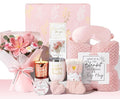 Birthday Gifts for Women Self Care Package Get Well Soon Gift Baskets, Thinking of You Sympathy Spa Gift Set w/ Crochet Flower Bouquet, Unique Christmas Gifts for Women Mom Her Best Friend Sister Wife