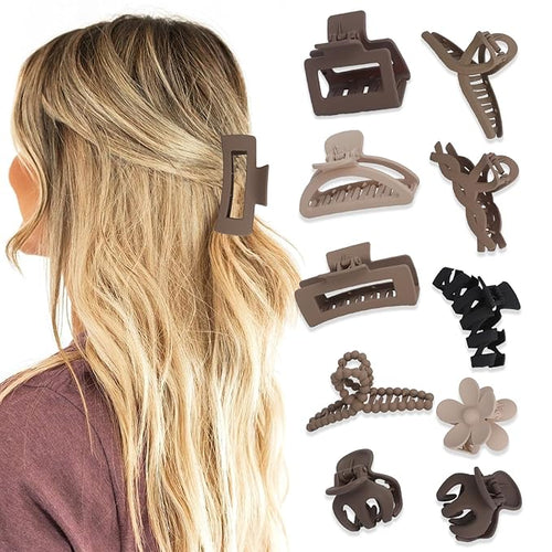 10PCS Non-Slip Pink Hair Clips Jaw Clips for Thick Hair Clamp Flower Non-Slip Hair Accessories with Multi-Styles for Women Girls