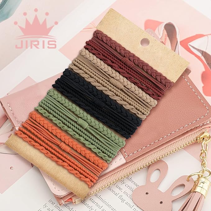 JIIRS 20PCS Boho Hair Ties,Elastic Bracelets,Elastic Hair Ties, Hair Bands For Ponytails,Ponytail Holder for Thick or Thin Hair,Boho Hair Bracelets No-Damage For Daily Life, Sport, Working(Set8)