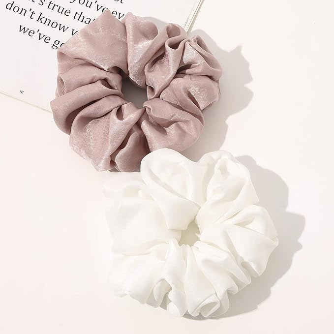 Scrunchies Hair Ties for Women - Big Silk Satin Scrunchie Exra Large Jumbo Gaint Oversized Cute Scrunchy for Curl Thick Hair Ligas Para el Cabello De Mujer Decorations Hair Accessories Gift for Girls