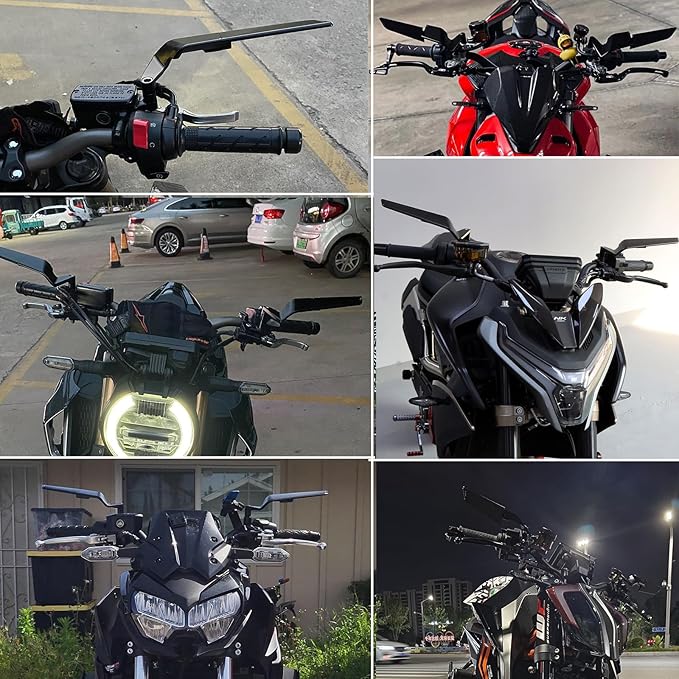 XINGWU Motorcycle Mirrors Anti-glare Stealth Mirror Adjustable Rotating Rearview Mirror Wind Wing Side Mirror for Z650 Z900 Z1000 Duke 390 790 1290 MT07 MT09 S1000 Street Bike Mirrors