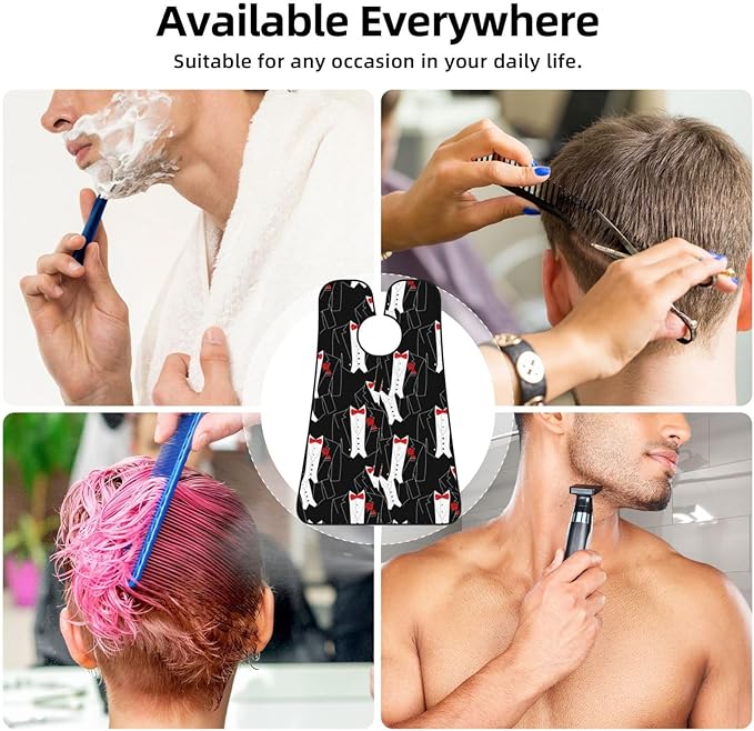 Professional Beard Bib, Non-Stick Hair Catcher Apron Waterproof, Shaving Grooming Essential for Men Dad, Tuxedo Red Rose Black Shave Bib