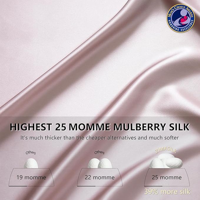 ZIMASILK 25 Momme 100% Pure Mulberry Silk Pillowcase for Hair and Skin Care, Highest Grade 6A Pillow Cases for Women, Long-Lasting Durablity, Gift for Women Men, 1Pc (Queen 20"x30", Light Plum)