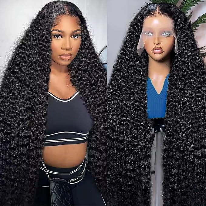 36 Inch HD Lace Front Wigs Human Hair Deep Wave Wig 200 Density 13x6 Human Hair Lace Front Wigs for Women Pre Plucked Curly Lace Frontal Wig Glueless Deep Wave Lace Front Wigs with Baby Hair