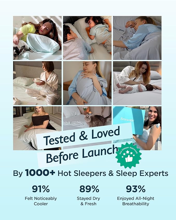 Breescape Cooling Pillow Cases Standard/Queen Size - BlendTek™ Dry & Cool Technology for Hot Sleepers and Night Sweats, 2 Pack Soft & Smooth Pillowcases for Hair & Skin Care, 20" x 30", Snow White
