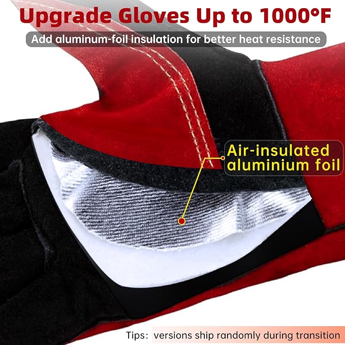 16 Inch Welding Gloves Heat Resistant 932°F for BBQ,Oven,Grill,Fireplace MIG,TIG,Stick Welding,Forging,Animal Handling(2XL)