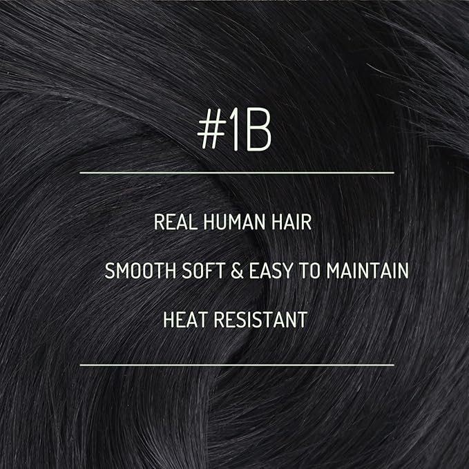 RUNATURE Black Clip in Hair Extensions Real Human Hair, Short Hair Extensions Clip Ins, Remy Human Hair Clip in Extensions, Double Weft Thick Hair, Add Hair Volume, 12 Inch 80g 7pcs #1B Off Black