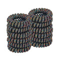 Spiral Hair Tie(Glitter Black Colorful,12 Pcs), Coil Hair Ties for Thick Hair, Ponytail Holder Hair Ties for Women, No Crease Hair Ties, Phone Cord Hair Ties for all Hair Types with Plastic Spiral