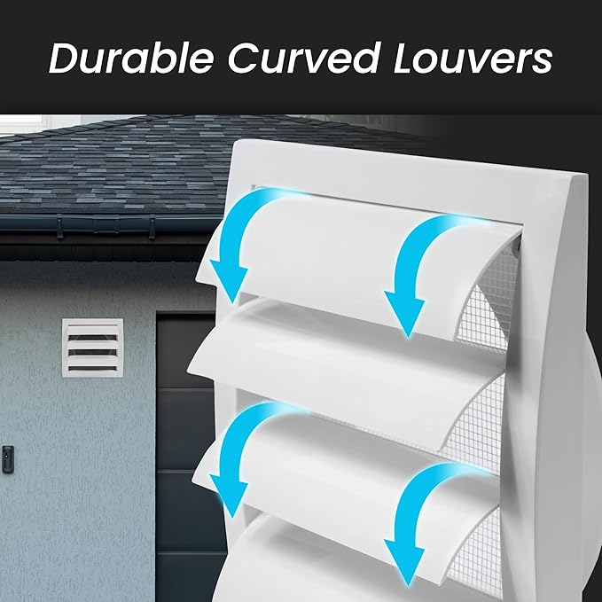 Repa Market 6 Inch Black Dryer Vent Hood/Duct Cover for Walls or Ducting/ABS Plastic Grille with Flaps & Insect Screen/Exhaust and Dryer Vent Covers for Indoor & Outdoor Use
