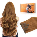 DOORES Human Hair Extensions Clip in, Medium Auburn 16 Inch 7pcs 120g, Remy Thick Natural Silky Straight Extensions for Women