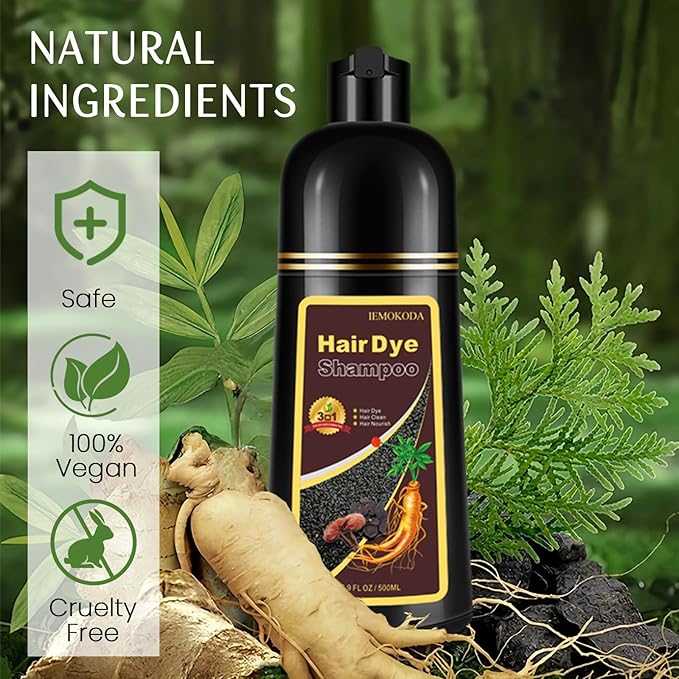 Cherry Brown Hair Dye Shampoo 3-in-1, Instant Natural Hair Color Shampoo for Women Men Champu Para Canas Mujer, Lasting 3-4 Weeks & Easy to Use & All Hair Types & Root Touch Up, 500ml